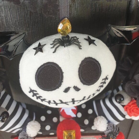 Halloween Wreath Hanger Wall Spooky Bat Decor Jack Skellington Door Hanger Sign - Picture 6 of 10